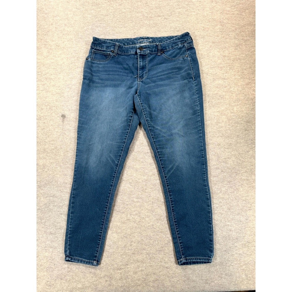 Maurices Skinny Jeans Womens 18W Blue Denim Cotton Stretch Mid Rise Whiskered